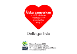 Deltagarlista - SSA-rikskonferens 2015