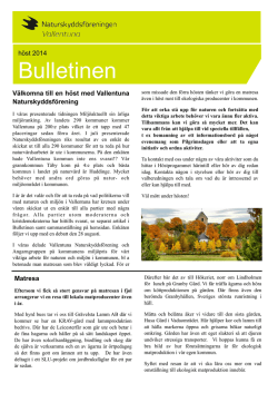 Bulletinen hösten 2014 - Vallentuna Naturskyddsförening