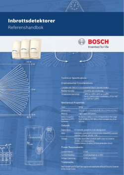 Inbrottsdetektorer - Bosch Security Systems