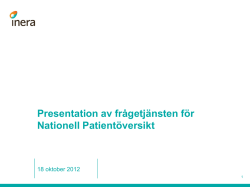 Presentation av NPÖ Frågetjänst