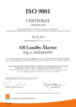 ISO 9001 - AB Lundby Åkeriet