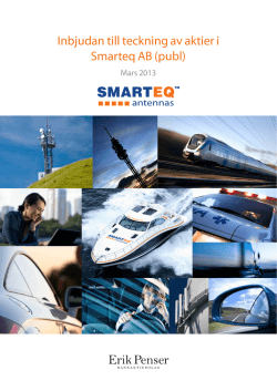 Inbjudan till teckning av aktier i Smarteq AB (publ)