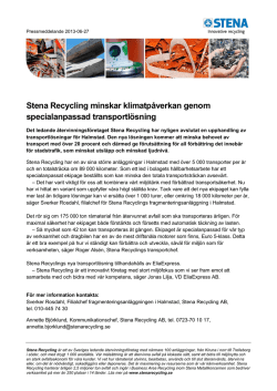 Pressmeddelande - Stena Recycling