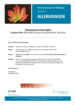 ALLERGIDAGEN - Svenska föreningen för Allergologi