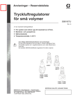 308167g , Tryckluftregulatorer för små volymer