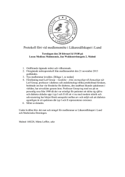 Protokoll fört vid medlemsmöte i Läkaresällskapet i Lund