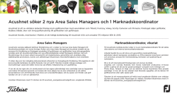 Acushnet söker 2 nya Area Sales Managers och 1