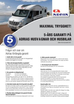 Adrias 5-års garanti - Erikssons Husvagnar