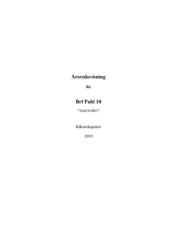 Årsredovisning Brf Pahl 10 - Räkenskapsåret 2010 (pdf)