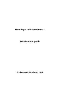 Handlingar inför årsstämma i MERTIVA AB (publ)