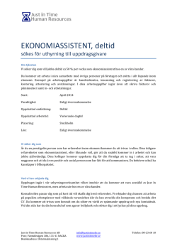 EKONOMIASSISTENT, deltid - Just in Time Human Resources