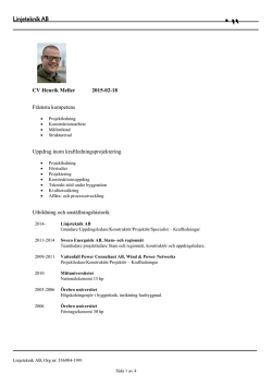 CV Henrik Meller 2015-02-18 Främsta kompetens