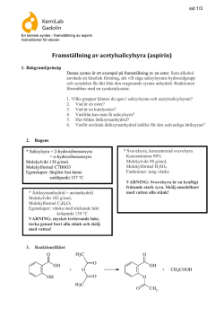 Framställning av acetylsalicylsyra (aspirin)