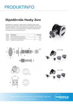 Skjutdörrslås Hooky Zero Produktblad