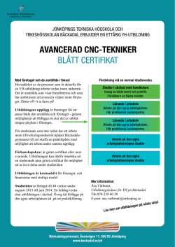 AVANCERAD CNC-TEKNIKER BLÅTT CERTIFIKAT