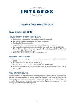Year-end report 2013 - Interfox Resources AB