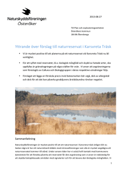 Yttrande över förslag till naturreservat i Karsvreta Träsk