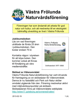 Info folder - Västra Frölunda Naturvårdsförening