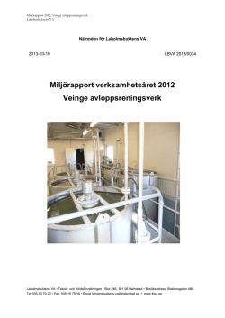 Miljörapport Veinge 2012