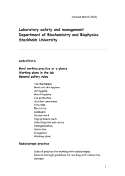 Laboratory safety and management Department of Biochemistry and