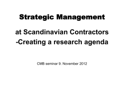 Strategic Management at Scandinavian Contractors -Creating