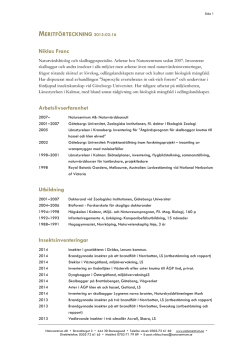 Meritförteckning Niklas Franc 20150216