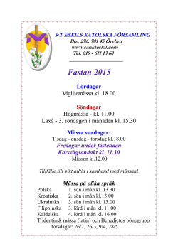 Fastetiden 2015 - S:t Eskils katolska församling