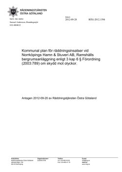 Kommunal plan för räddningsinsats på Norrköpings Hamn och