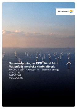 Sammanfattning av EPD för el från Vattenfalls nordiska vindkraftverk