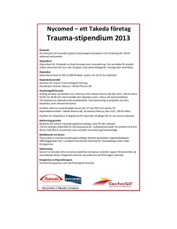 Trauma-stipendium 2013 - Svensk förening för traumatologi