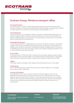Ecotrans Group, Allmänna transport villkor