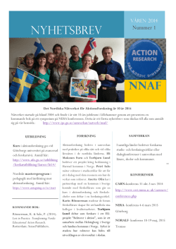 NNAF Nyhetsbrev 1-2014 - Utbildning, Göteborgs universitet