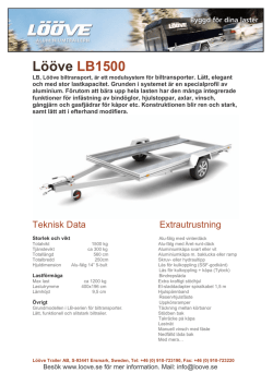 Lööve LB1500d för dina laster Teknisk Data Extrautrustning