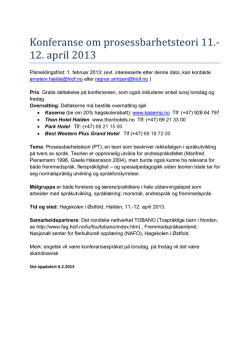 Konferanse om prosessbarhetsteori 11.- 12. april 2013