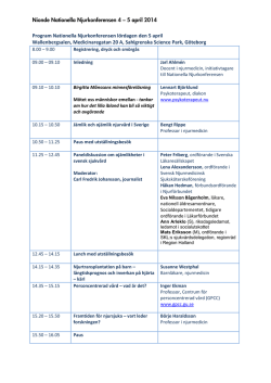Nionde Nationella Njurkonferensen 4 – 5 april 2014 Program