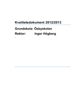Kvalitetsdokument 2013, Grundskola