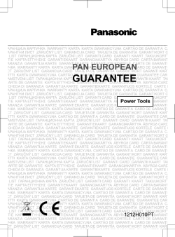 pan european guarantee - Panasonic Power Tools