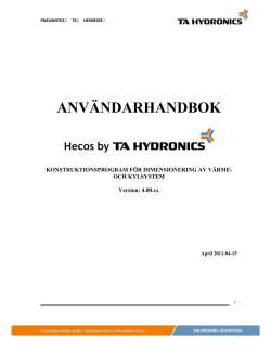 ANVÄNDARHANDBOK - IMI Hydronic Engineering