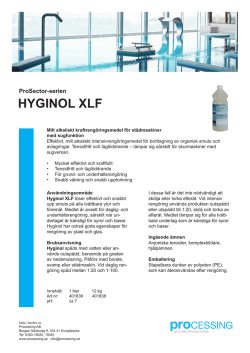 Produktblad Hyginol XLF - Produkter