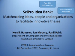 SciPro Idea Bank: