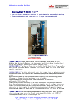 CLEARWATER RO™ - Europe Vattenrening AB