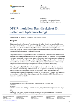 DPSIR-modellen, Ramdirektivet för vatten och hydromorfologi