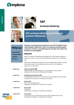 Användarutbildning SAP användarutbildning med fokus