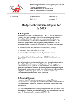 Budget och verksamhetsplan för år 2013