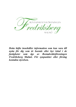 Fredriksbergs bostadsrättsförening från A till Ö