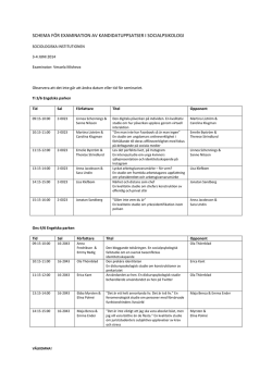schema för examination av kandidatuppsatser i socialpsikologi