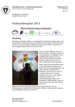 Verksamhetsplan 2013 - Södermalms Förskolor
