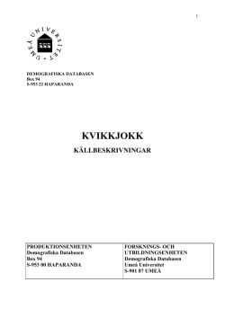 KVIKKJOKK - Demografiska databasen