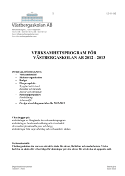 verksamhetsprogram för västbergaskolan ab 2012