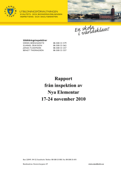 Skolinspektion 2010 (485 kB, pdf) - Nya Elementar